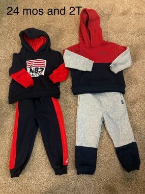 NAUTICA And DKNY Hooded Joggers Set. Size 2T and 24 mos a little pilly